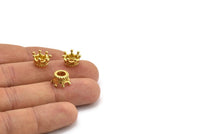 6 Brass Crown Beads 11x6mm R075 N0275