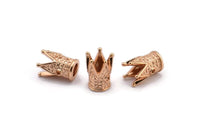 Rose Gold Beads, 5 Rose Gold Plated Crowns Beads (11x9mm) R075 Q0210