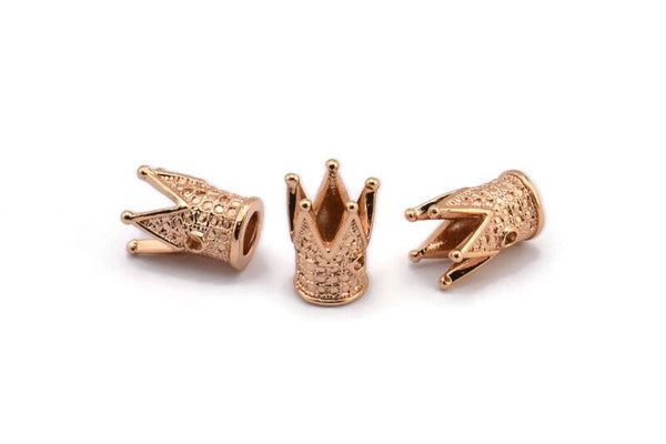 Rose Gold Beads, 3 Rose Gold Plated Crowns Beads (11x9mm) R075 Q0210