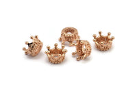 Rose Gold Crowns, 3 Rose Gold Plated Crown Beads 11x6mm R075 N0275 Q0210