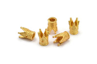 Gold Beads, 3 Gold Plated Crowns Beads (11x9mm) R075 Q0210
