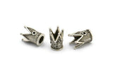 Silver Crown Beads, 5 Antique Silver Plated Crown Beads (11x9mm) R075 H0193