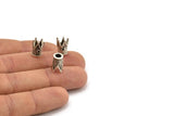 Silver Crown Beads, 5 Antique Silver Plated Crown Beads (11x9mm) R075 H0193