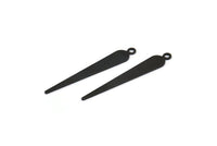 Black Flat Spike Charm, 24 Oxidized Black Brass Flat Spike Charms (32x5mm) Brs 286-d A0269
