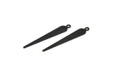 Black Flat Spike Charm, 24 Oxidized Black Brass Flat Spike Charms (32x5mm) Brs 286-d A0269