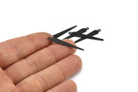 Black Flat Spike Charm, 24 Oxidized Black Brass Flat Spike Charms (32x5mm) Brs 286-d A0269