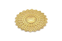 Gold Round Charm, Gold Plated Brass Ethnic Round Charm, Blanks, Earring Findings (49mm) N1811