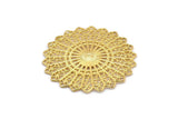 Gold Round Charm, Gold Plated Brass Ethnic Round Charm, Blanks, Earring Findings (49mm) N1811