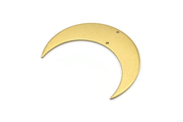 Pirinç Ay Tılsımı, 2 Delikli 6 Ham Pirinç Hilal Ay Tılsımı, Bağlantı Parçaları (46x12x1mm) D0832