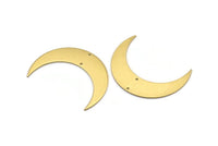 Pirinç Ay Tılsımı, 2 Delikli 6 Ham Pirinç Hilal Ay Tılsımı, Bağlantı Parçaları (46x12x1mm) D0832