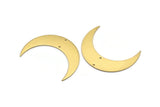 Pirinç Ay Tılsımı, 2 Delikli 6 Ham Pirinç Hilal Ay Tılsımı, Bağlantı Parçaları (46x12x1mm) D0832