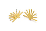 Gold Sun Earring, 6 Gold Plated Brass Sun Stud Earrings With 1 Loop  (25x16x0.70mm) M01391 A2401