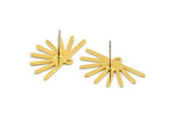 Gold Sun Earring, 6 Gold Plated Brass Sun Stud Earrings With 1 Loop  (25x16x0.70mm) M01391 A2401