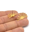 Gold Sun Earring, 6 Gold Plated Brass Sun Stud Earrings With 1 Loop  (25x16x0.70mm) M01391 A2401