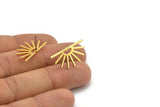Gold Sun Earring, 6 Gold Plated Brass Sun Stud Earrings (25x13x0.70mm) M01397 A2410