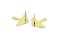 Brass Stud Earring, 10 Raw Brass Mushroom Shaped Stud Earrings (15x18x0.60mm) A2947