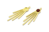 Brass Fringed Charm, 2 Raw Brass Fringed Charms With 1 Loop - Pad Size 6mm  (47x18x2mm) N1369