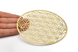 Brass Round Charm, Raw Brass Ethnic Motif Huge Round Charm With 1 Hole, Hanging Wall Decors, Tree Of Life (127x0.80mm) SMP1434 D1720