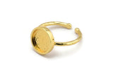 Gold Ring Settings, Gold Plated Brass Round Ring With 1 Stone Setting - Pad Size 10mm N1767