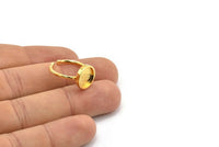 Gold Ring Settings, Gold Plated Brass Round Ring With 1 Stone Setting - Pad Size 10mm N1767