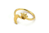 Gold Ring Setting, 2 Gold Plated Brass Moon And Sun Rings With 1 Stone Setting - Pad Size 4mm N1780 H0867