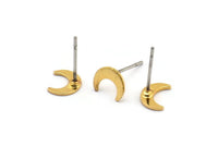 Gold Moon Earring, 12 Textured Gold Plated Brass Tiny Crescent Moon Blanks (7x6x0.50mm) M01308 A2418