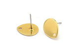 Gold Drop Earring, 6 Gold Plated Brass Drop Stud Earrings With 1 Hole (12x0.70mm) M01524 A2433