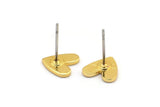 Gold Heart Earring, 8 Textured Gold Plated Brass Heart Stud Earrings (8x1mm) M02169 A2554 Q0189