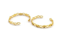 Gold Geometric Cuff, Gold Plated Brass Geometric Bracelet Oval Shaped Stone Setting With 5 Pad - Pad Size 4x6mm N1771