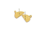 Gold Earring Posts, 2 Gold Plated Brass Semi Circle Moon Phases Shaped Earrings Stud With 1 Loop, Half Moon Studs (17x12x1.5mm) N1858