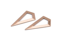 Gül Altın Üçgen Kolye, 2 Gül Altın Kaplama Pirinç Üçgen Kolye, Tılsımlar, Küpeler (38x20x0,8 mm) U148 Q0475