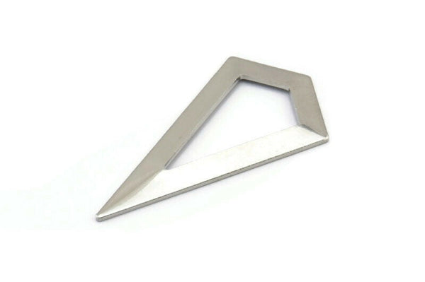 Silver Triangle Pendant, 3 Silver Tone Triangle Pendants, Charms, Earrings (38x20x0.8mm) U148 H0570
