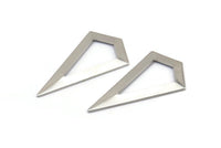 Silver Triangle Pendant, 3 Silver Tone Triangle Pendants, Charms, Earrings (38x20x0.8mm) U148 H0570