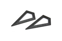 Siyah Üçgen Kolye, 3 Oksitlenmiş Pirinç Siyah Üçgen Kolye, Tılsımlar, Küpeler (38x20x0,8 mm) U148 S742