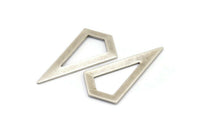 Silver Triangle Pendant, 3 Antique Silver Plated Brass Triangle Pendants, Charms, Earrings (38x20x0.8mm) U148 H0570