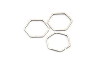 Silver Hexagon Rings, 25 Antique Silver Plated Brass Hexagon Connectors (16x0.80mm) Bs-1165 H0541