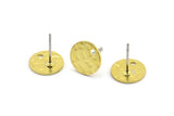 Brass Round Earring, 12 Hammered Raw Brass Round Stud Earrings With 1 Hole (10x0.80mm) M01520 A2441