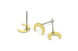 Brass Moon Earring, 12 Textured Raw Brass Tiny Crescent Moon Blanks (7x6x0.50mm) M01308 A2418