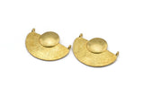 Semi Circle Pendant, 3 Raw Brass Geometric Semi Circle Pendant With 2 Loops (33x28x3.5mm) BS 1906