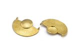 Semi Circle Pendant, 3 Raw Brass Geometric Semi Circle Pendant With 2 Loops (33x28x3.5mm) BS 1906
