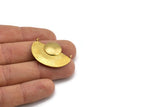Semi Circle Pendant, 3 Raw Brass Geometric Semi Circle Pendant With 2 Loops (33x28x3.5mm) BS 1906