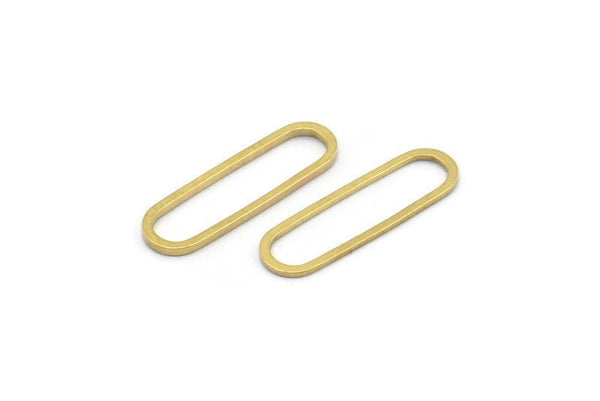 Oval Brass Charm, 50 Raw Brass Oval Connectors (20x6x0.8mm) BS 1857