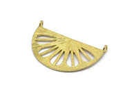 Retro Leaf Pendant, 2 Raw Brass Semi Circle Pendant With 2 Loops (38x22x1mm) BS 1946