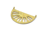 Retro Leaf Pendant, 2 Raw Brass Semi Circle Pendant With 2 Loops (38x22x1mm) BS 1946