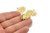 Brass Eye Charm, 24 Raw Brass Eye Charms With 1 Loop, Pendants, Earrings (26x22x1mm) A1201