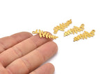 Gold Leaf Charm, 6 Gold Plated Brass Leaf Charms With 1 Loop, Pendants, Findings (28x11x0.80mm) D1232 Q0892
