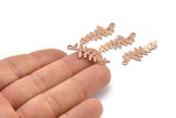 Rose Gold Leaf Charm, 6 Rose Gold Plated Brass Leaf Charms With 1 Loop, Pendants, Findings (28x11x0.80mm) D1232 Q0892