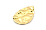 Brass Drop Charm, 4 Raw Brass Wavy Drop Charms With 1 Hole, Findings (44x29mm) D1011