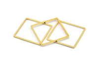 Gold Square Ring, 2 Gold Plated Brass Square Connectors (35x1.5mm) D1517