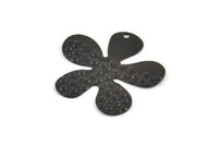 Black Flower Charm, 6 Oxidized Black Brass Leaf Charms With 1 Hole (32x30x0.70mm) D1115